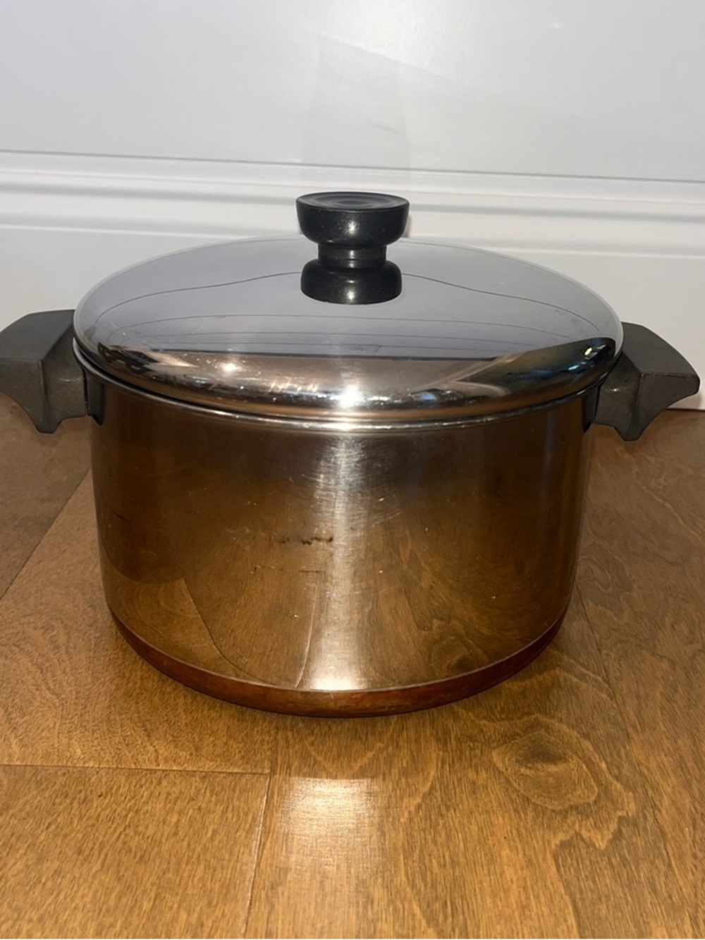 Vintage Revere Ware 4 Quart Stainless Steel Copper Bottom Pot W/Lid: 86